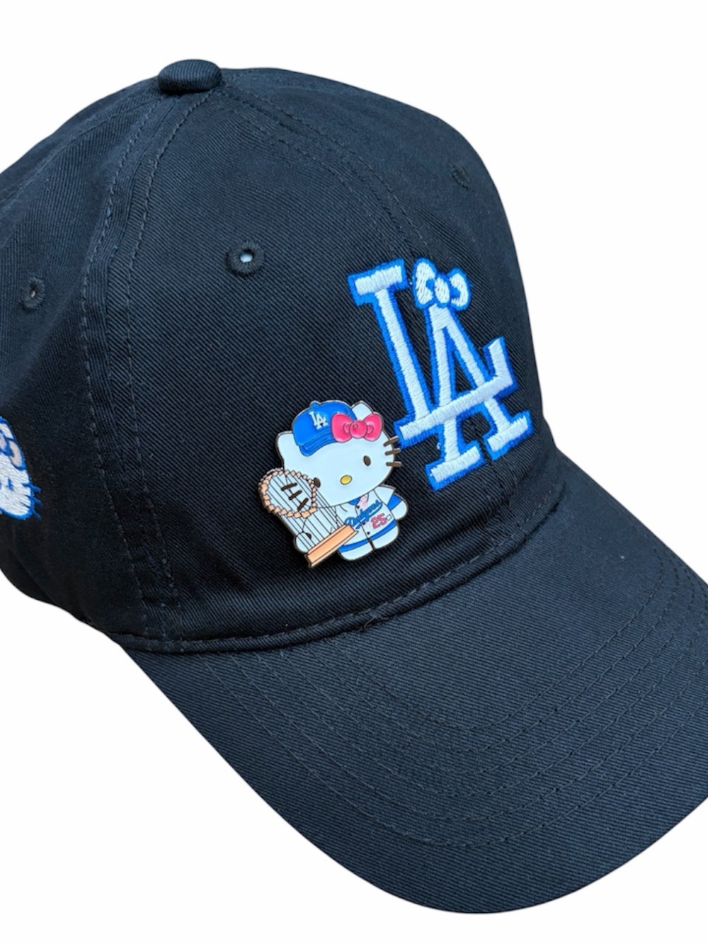 Hello Kitty x LA Dodgers black Baseball Cap LA Dodgers hat Custom Trophy kitty